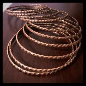 Glittery Gold Bangles Set | 10-Piece Stackable Bracelet Bundle